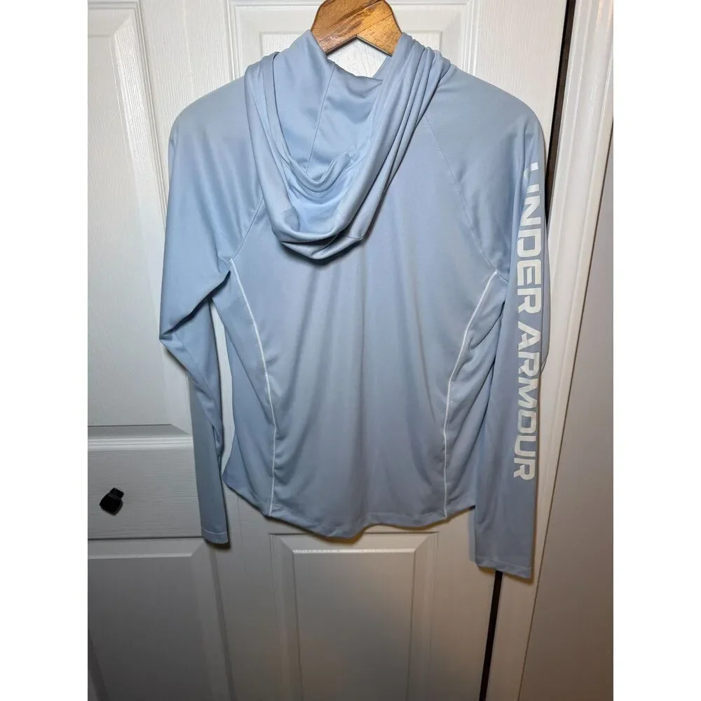 Under Armour Women's Large Loose Fit Hooded Performance Pullover Blue - Picture 2 of 4